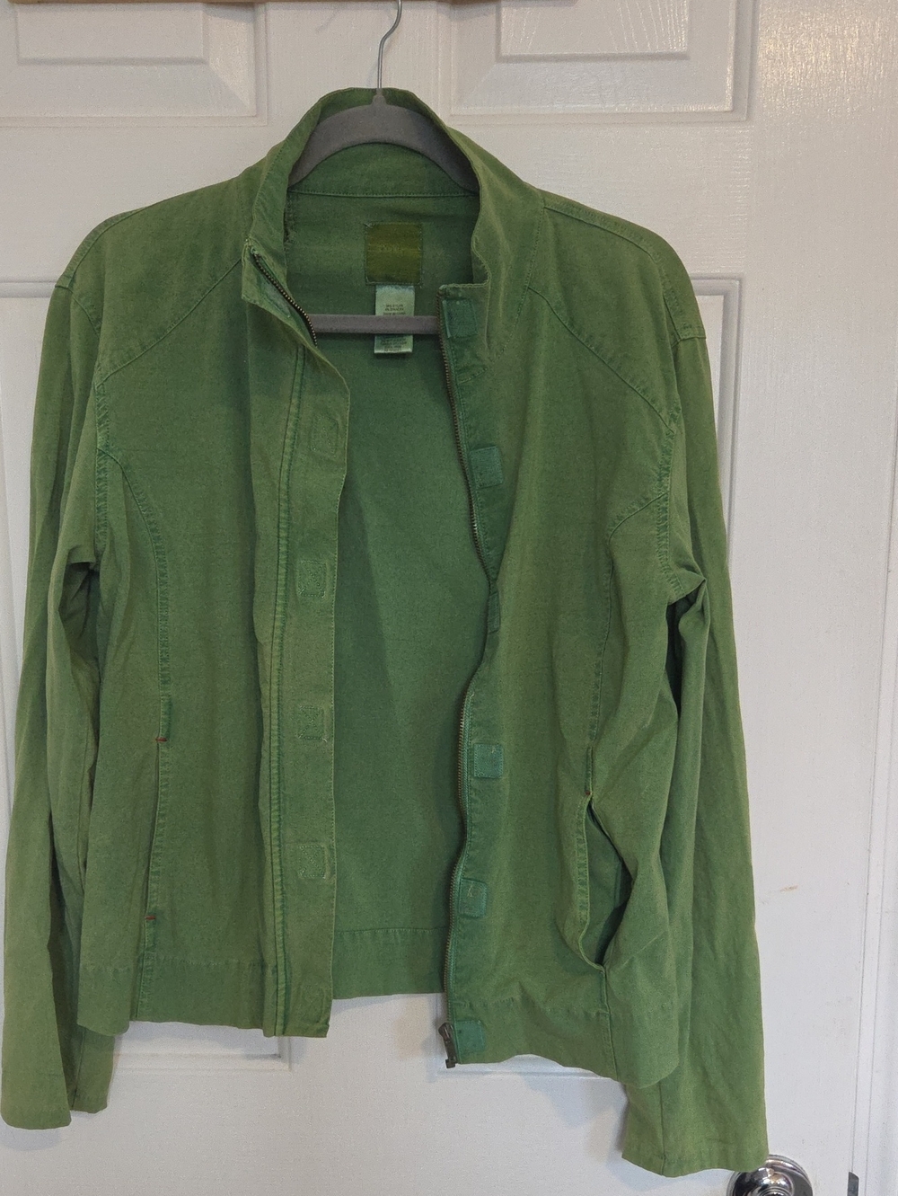 Women's Olive Green Utility Jacket with Zip and Snap Front~ Size Medium
